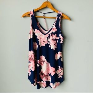 Womens MTS Floral Sleeveless Blouse Top Small